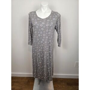 Gudrun Sjoden Grey Daisy Print 3/4 Sleeve Midi Dress Size S